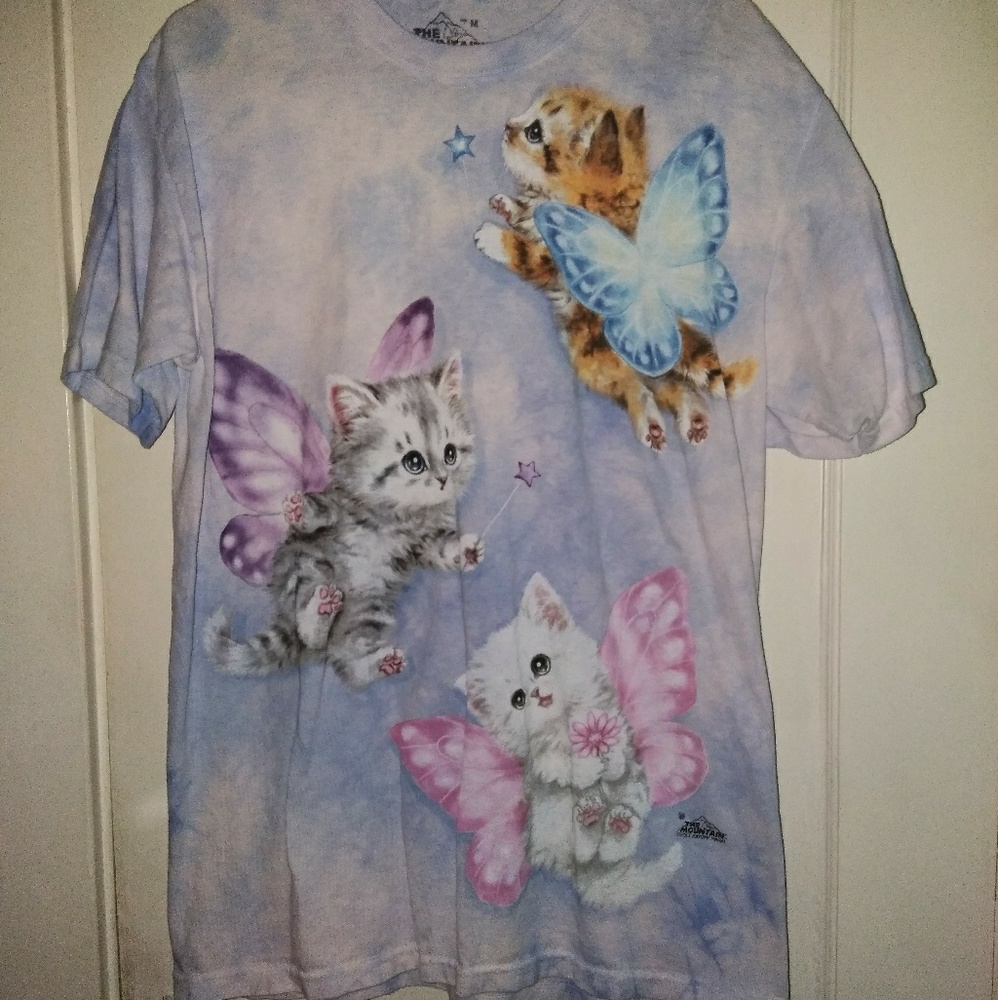 Purple/blue tie-dye kittens shirt